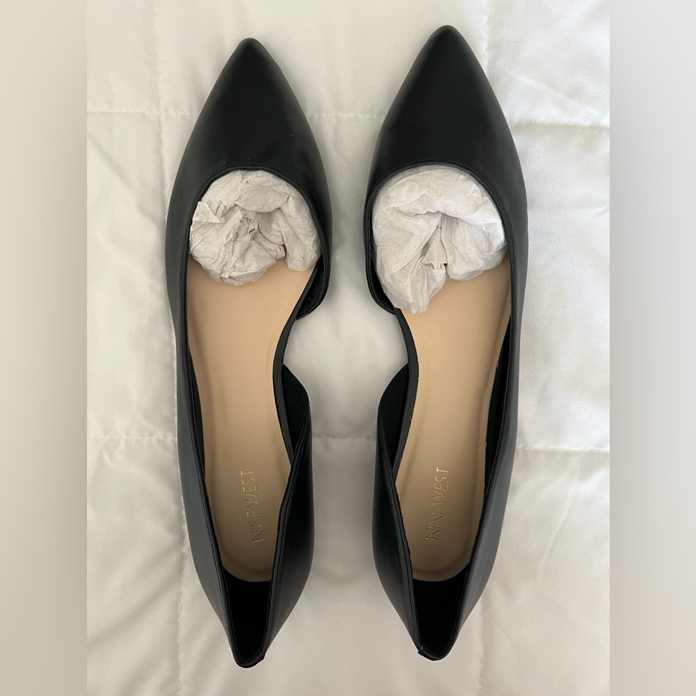 Nine West Black Women's Pointed Toe D’Orsay Ballet Flat 12M. NWOT